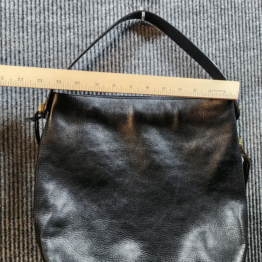 Fossil Maya Leather Bag Womens Black Leather Key Charm Zip‎ Slouchy Hobo Purse